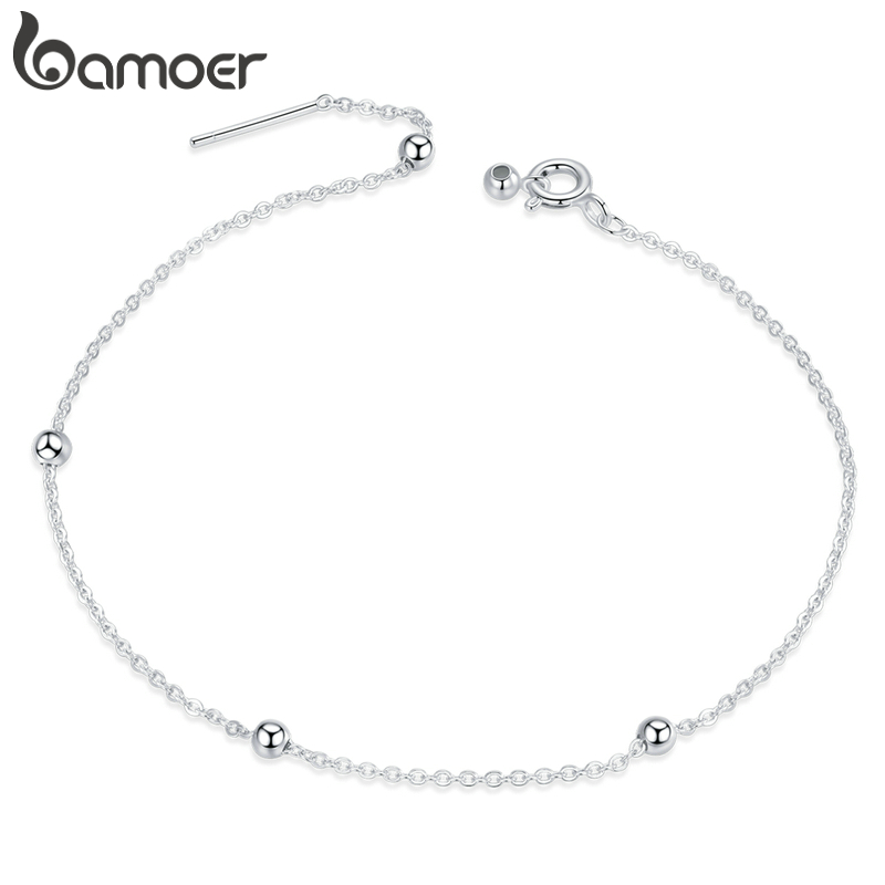 Bamoer Real Silver 925 Bracelet White Glod Plated Simple Texture Fashion Jewellery for Women Fit Gifts BSB061