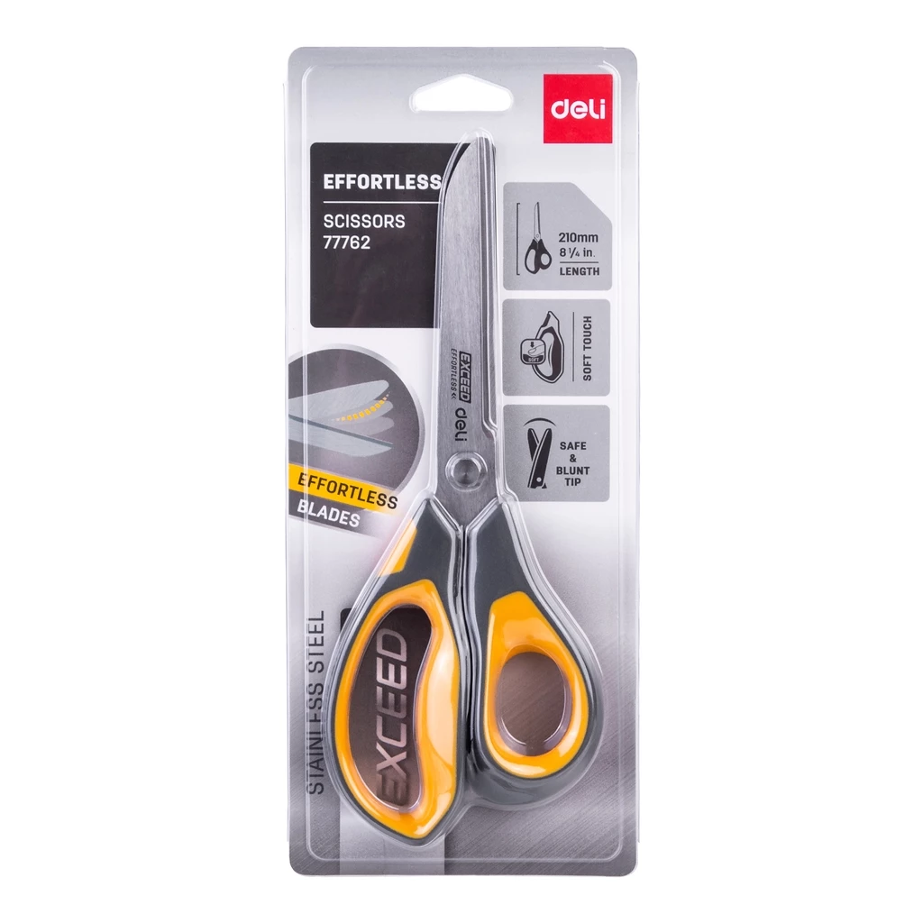 Deli Effortless Scissor / Gunting Ringan dan Mudah Digunakan Desain Ergonomis Warna Abu-abu E77762 - Gambar 4