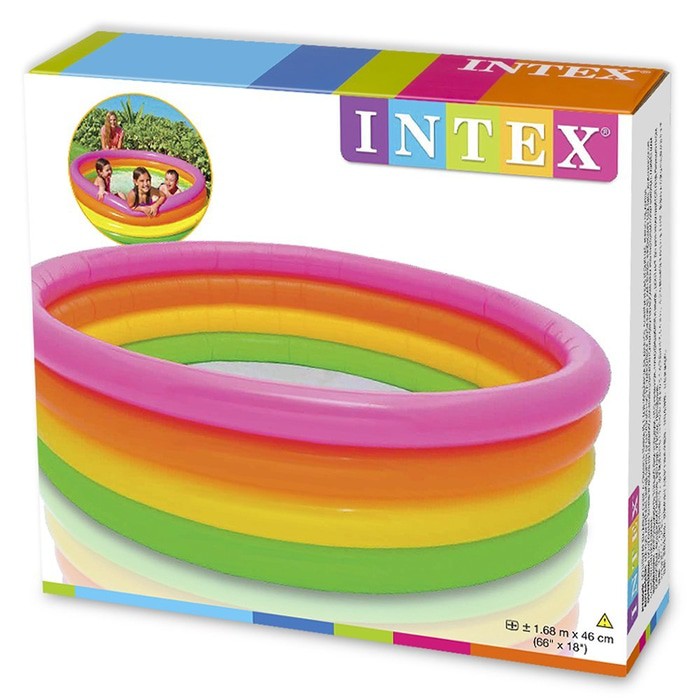 Intex 56441 Intex 4 Ring Rainbow Swimming Pool ( 168x46cm) | Shopee ...