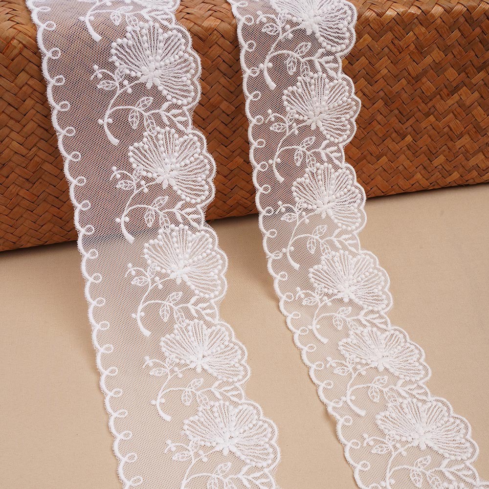 White Lace Trim Polyester Lace Frabic Decorative Lace Lace Ribbon DIY