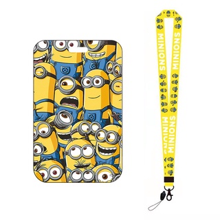 Minions cartoon card holder students cards subway work cards bank cards  mobile phone lanyards id card holder cardholder
