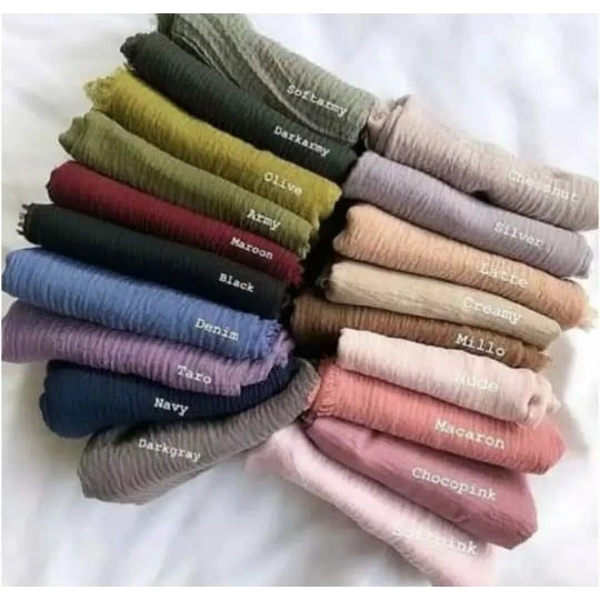 Pasmina Crinkle Polos Part3 / Pasmina Polos / Pasmina Lecek/Pasmina Arabian/Pasmina Terlaris - Gambar 4
