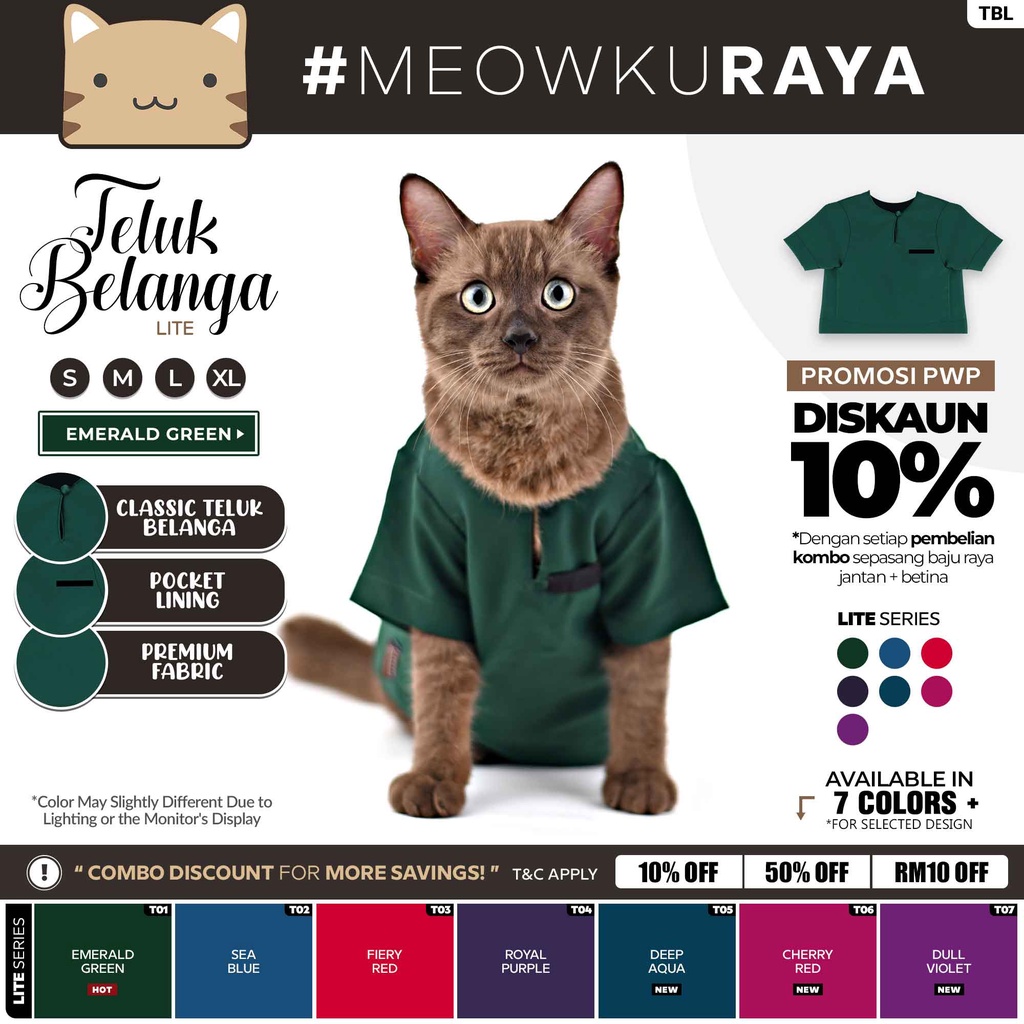 MEOWKURAYA Baju Melayu Kucing Teluk Belanga Lite (Cat Photoshoot Prop