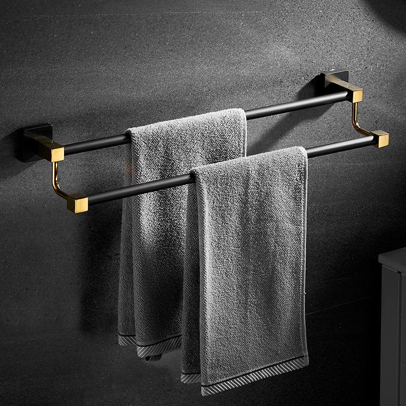 Towel rack non perforated toilet towel rack black gold bathroom hanger