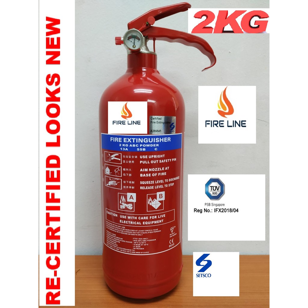 RECERTIFIED 2 KG DRY POWDER FIRE EXTINGUISHER Shopee Singapore