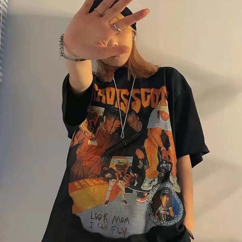 2022 New Korean Women's T-shirt Hip Hop Print Summer Oversize Loose Short Sleeve Female Clothing Student Harajuku Tops Baju