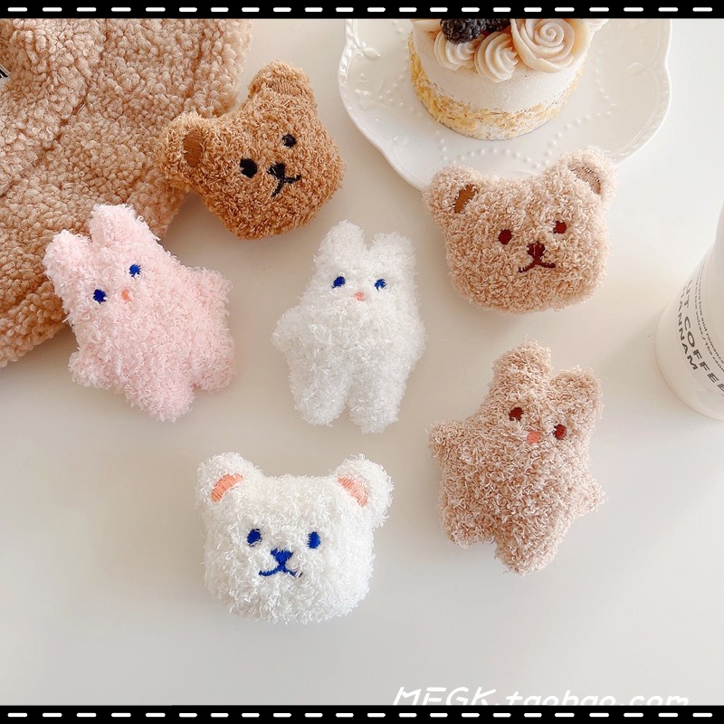 Japanese Korea Cartoon Cute Bear Rabbit Autumn Winter Plush Airbag Mobile Phone Holder Retractable Air Cushion Shock-Resistant Adhesive Style