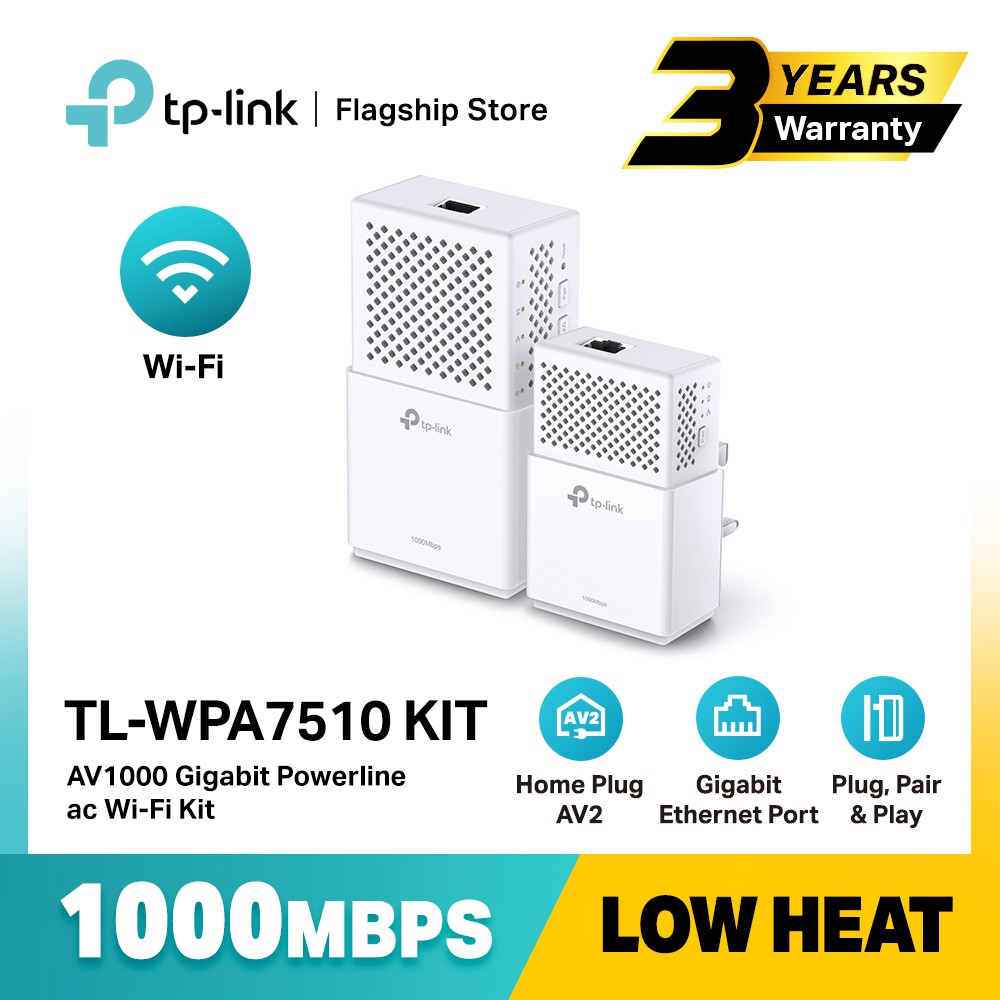 TPLINK TLWPA7510 KIT AV1000 HomePlug AV2 Dual Band Gigabit Powerline