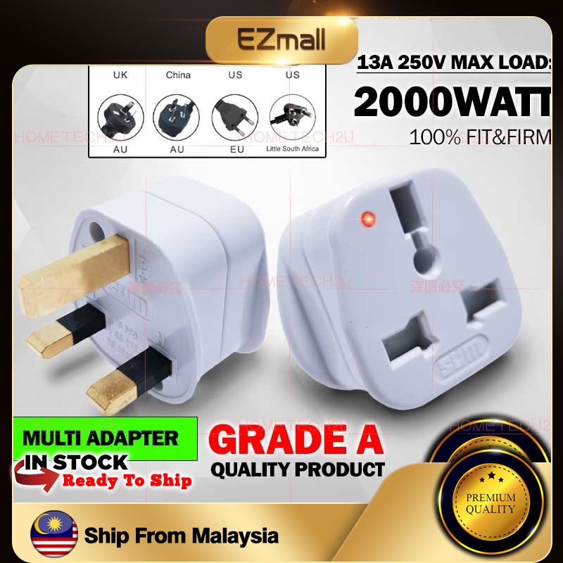 SUM Universal Adapter Adaptor Plug 2 Pin to 3 Pin Plug converter Multi ...