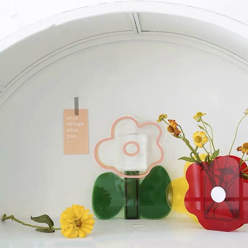 【insfree】?Transparent Acrylic Flower Series Vase Dry Flower Acrylic Color Shaped Flower Stand Home Decoration Dry Flower Vase Gift Transparent Transparent Flower