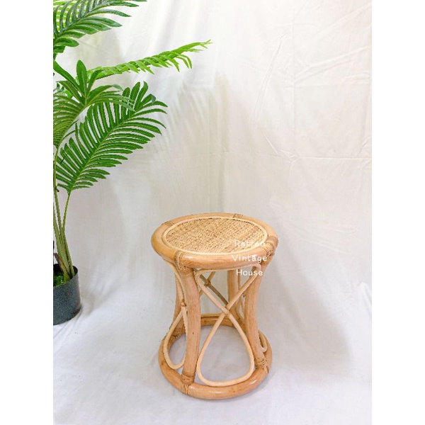 (Rattanvintage) Rattan Stool | Foot Stool | Small Coffee Table | Low ...