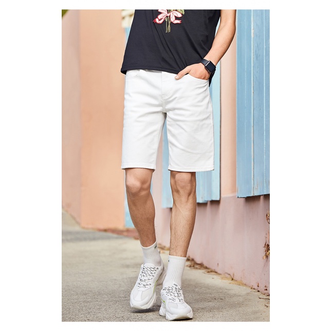 White overall store shorts mens