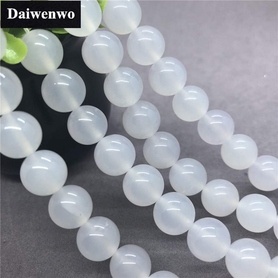 White Agate Onyx Beads 4-12mm Round Natural Loose Stone DIY for ...