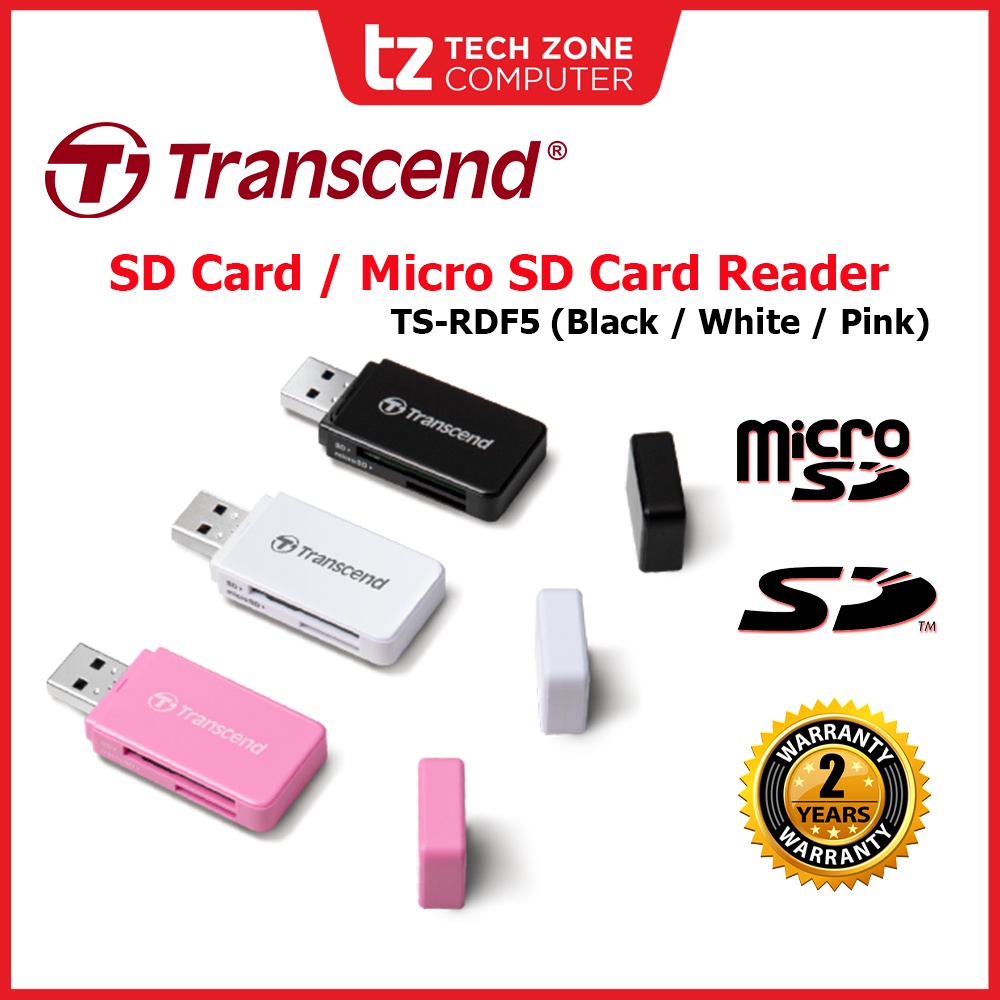 Transcend RDF5 USB 3.0 SD/microSD Card Reader ( Black / White / Pink ...