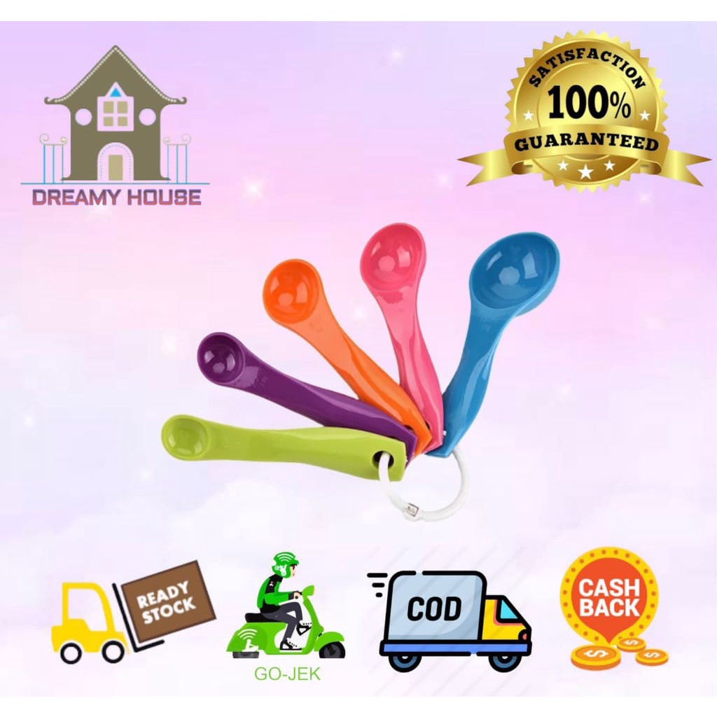 Dreamyhouse Sendok takar set 5 in 1 warna warni ukuran kue air bumbu