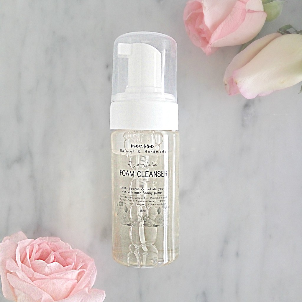 Rose Foaming Face Cleanser / Rose Hydrosol Water Amino Acid Facial Foam ...