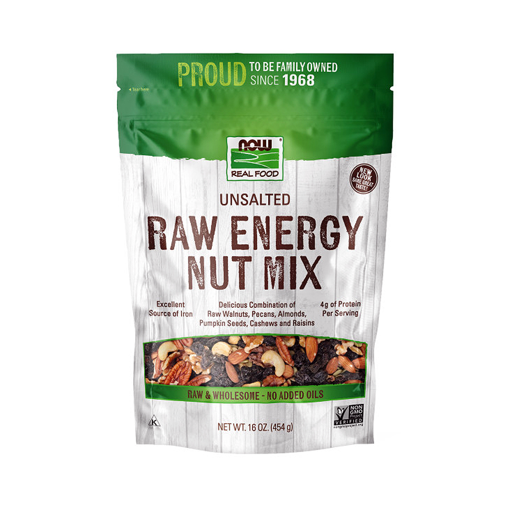 NOW Foods Raw Energy Nut Mix Unsalted Mix of Raisins Source of Iron