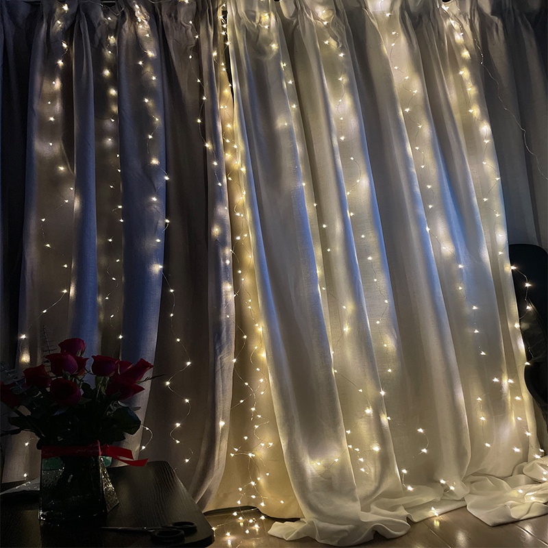 3X3 Meters Diwali Decoration LED Fairy Curtain Light Remote Control USB