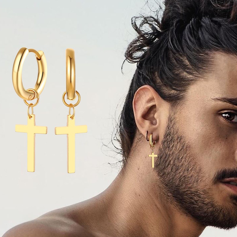 Crucifix clearance earrings male