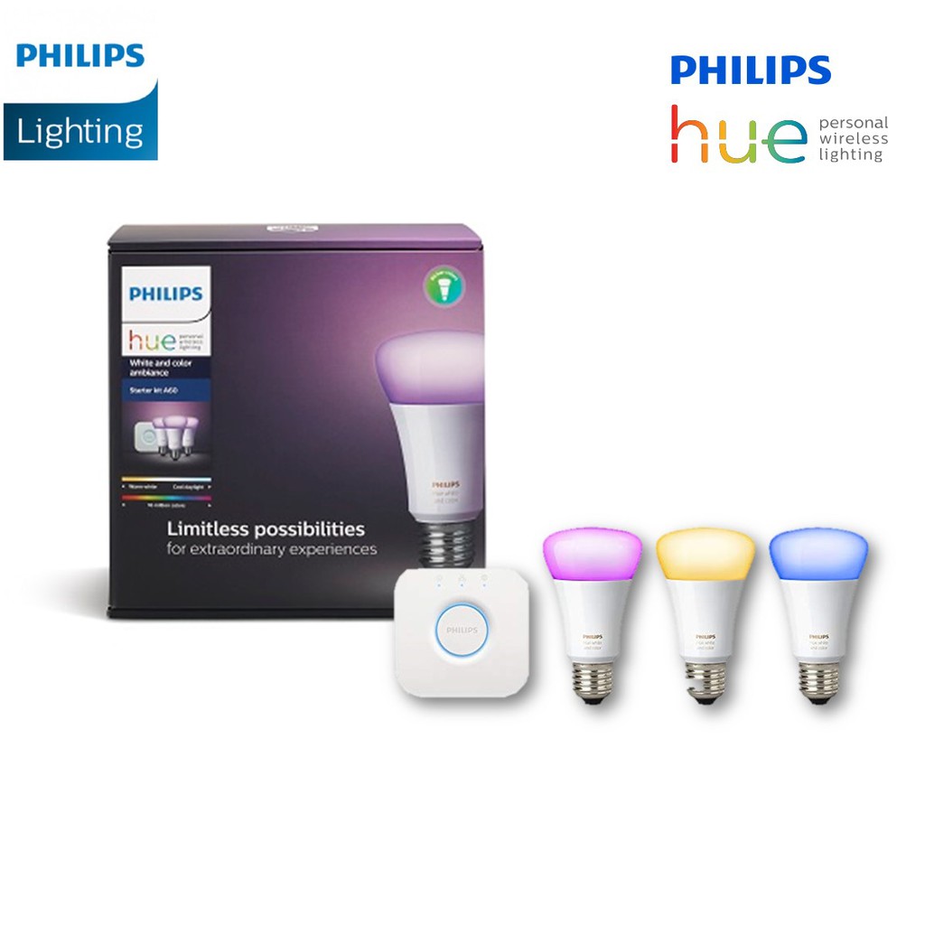 Philips Hue White & Colour Wireless Ambiance Starter Kit GEN3 (3 Bulbs ...