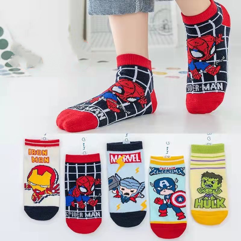 Kids Marvel Cartoon Socks Captain America Batman Super Hero Cotton Sock