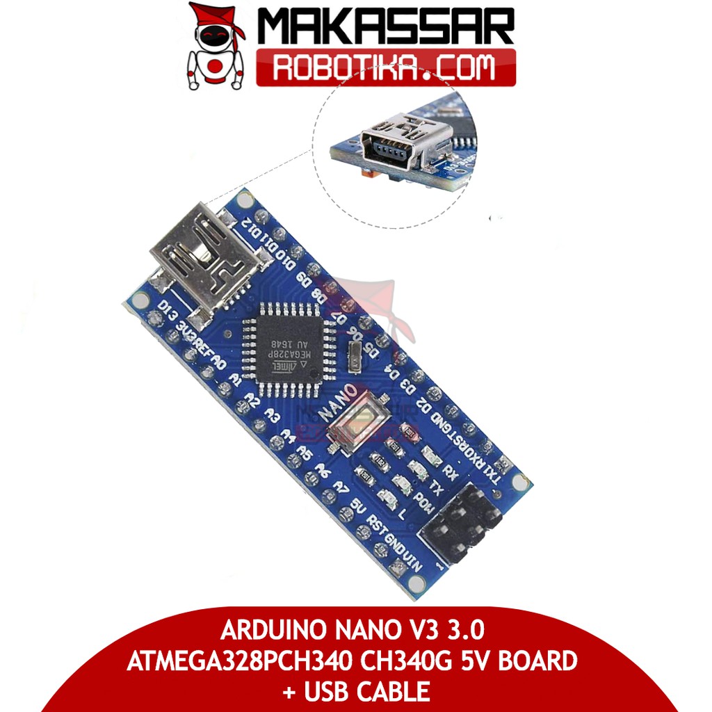 Arduino NANO V3 3.0 ATMEGA328P CH340 CH340G 5V BOARD + USB Cable ...