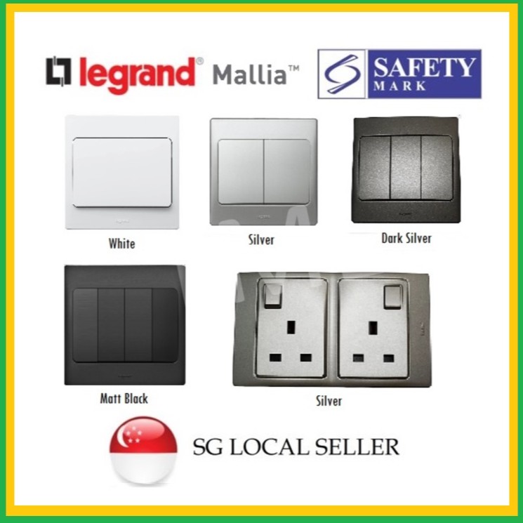 Legrand Mallia Switch Socket White/Silver/Matt Black TML Shopee Singapore