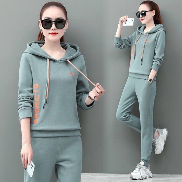 Casual Hooded Sweatshirt Sports Suit Women Plus Size New Style Korean Version Fashion Loose Two-Piece