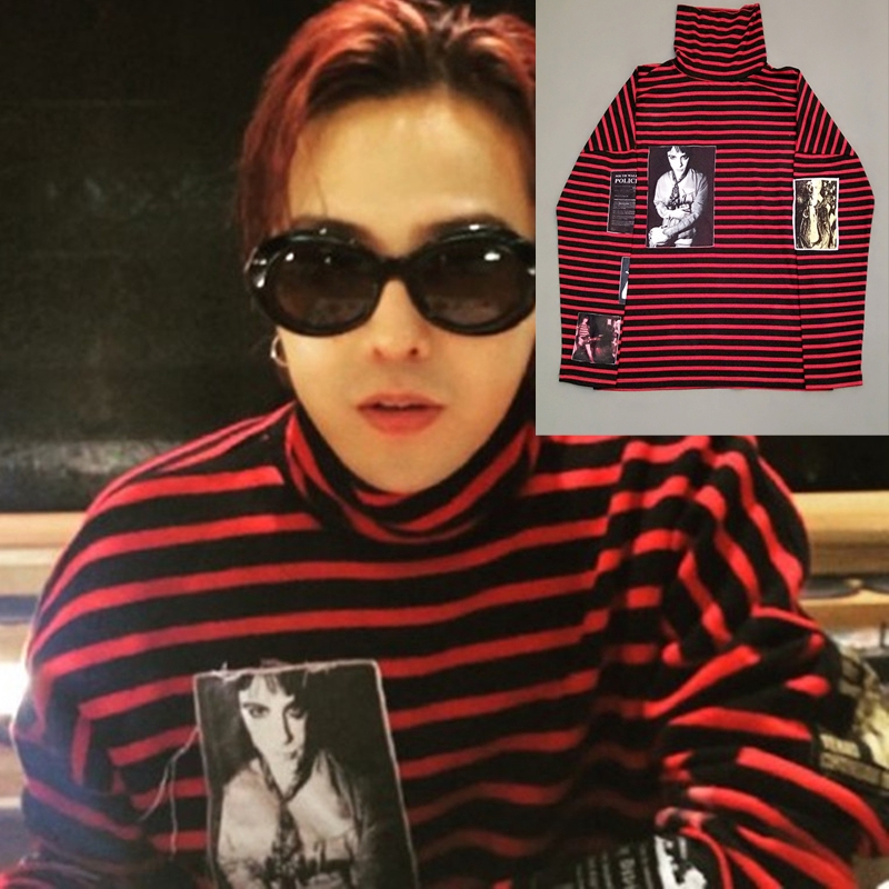 BIGBANG GD Clothes Long Sleeves Shirt KPOP G Dragon Stripe High