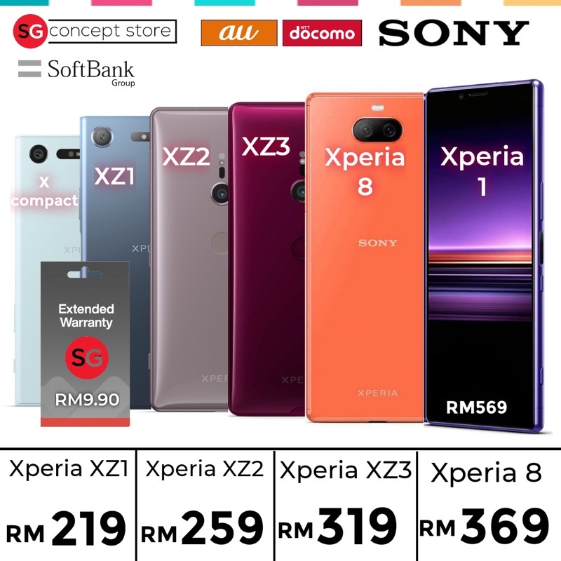 Sony Xperia 1, Xperia 8, X COMPACT , XZ , XZ1 , XZ2 & XZ3