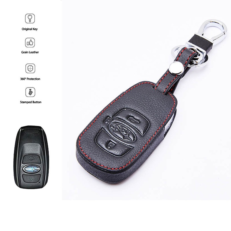 Leather Car Key Fob Case Cover Holder For Subaru Forester Legacy Outback  WRX