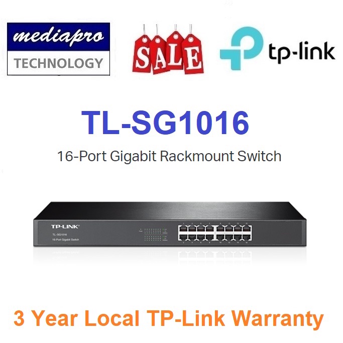 TP-LINK TL-SG1016 16-Port Gigabit Rackmount Switch ( SG1016 ) - 3 Year ...