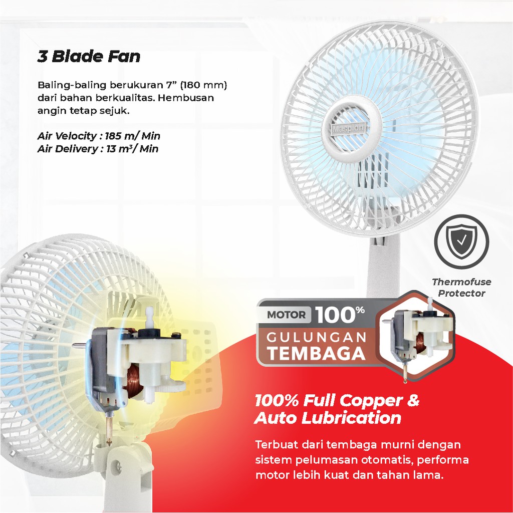 Maspion Kipas Angin Meja Desk Fan 7 Inch F-18 DE - Gambar 3