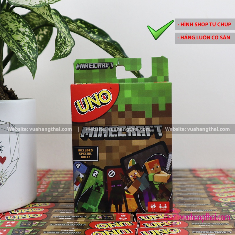 UNO Minecraft Card Game for Kids & Family, 2-10 Players, Ages 7 Years &  Older 