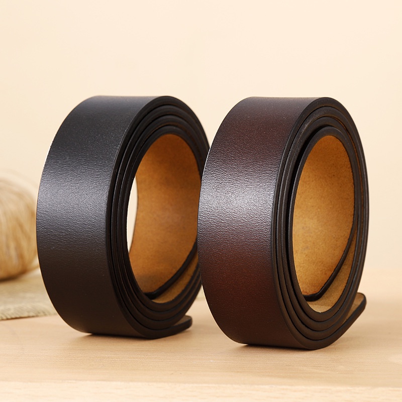 Without Buckle 3.5cm /3.7cm Wide Men Elastic Belt Genuine Leather Belt