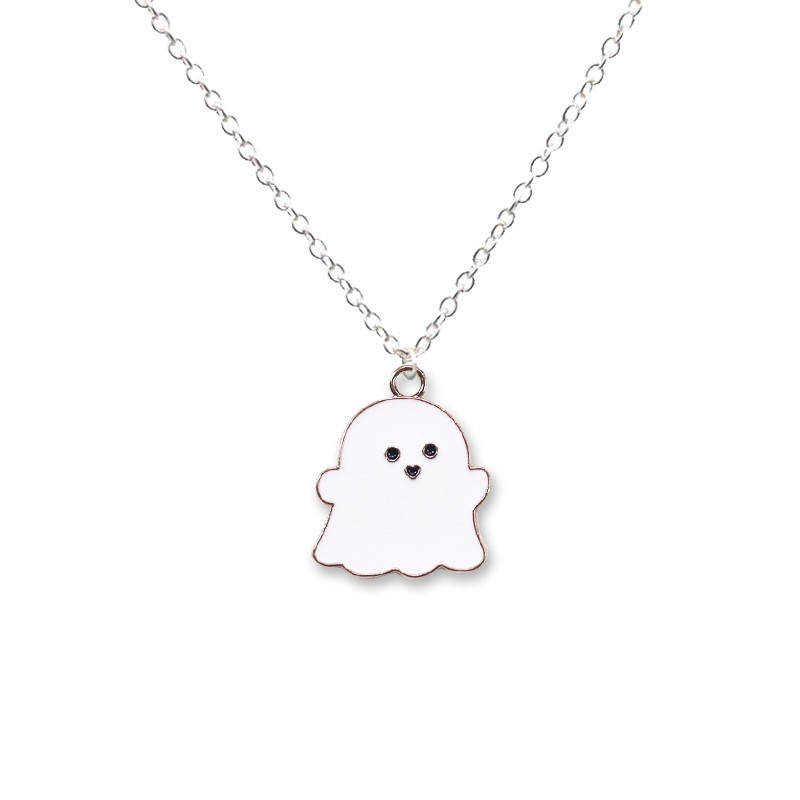 Cute Black White Ghosts Valentine Necklaces Women Men Trendy Lovely Ghost Paired Pendant Necklace Shopee Singapore