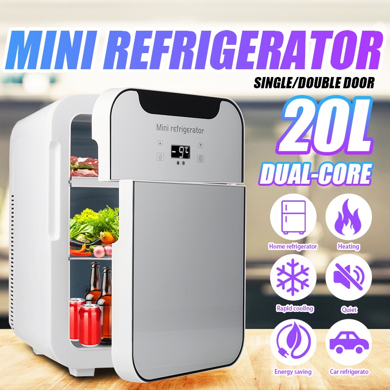 20L Mini Dual Core Home Car Fridge Portable Refrigerator 75W Mini