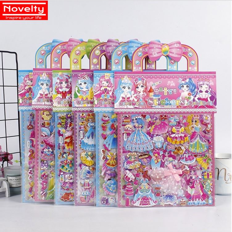 (?? Local seller) Double layer princess dress-up stickers Girl Puffy Sticker 3D Puffy Bubble Stickers Changing Clothes