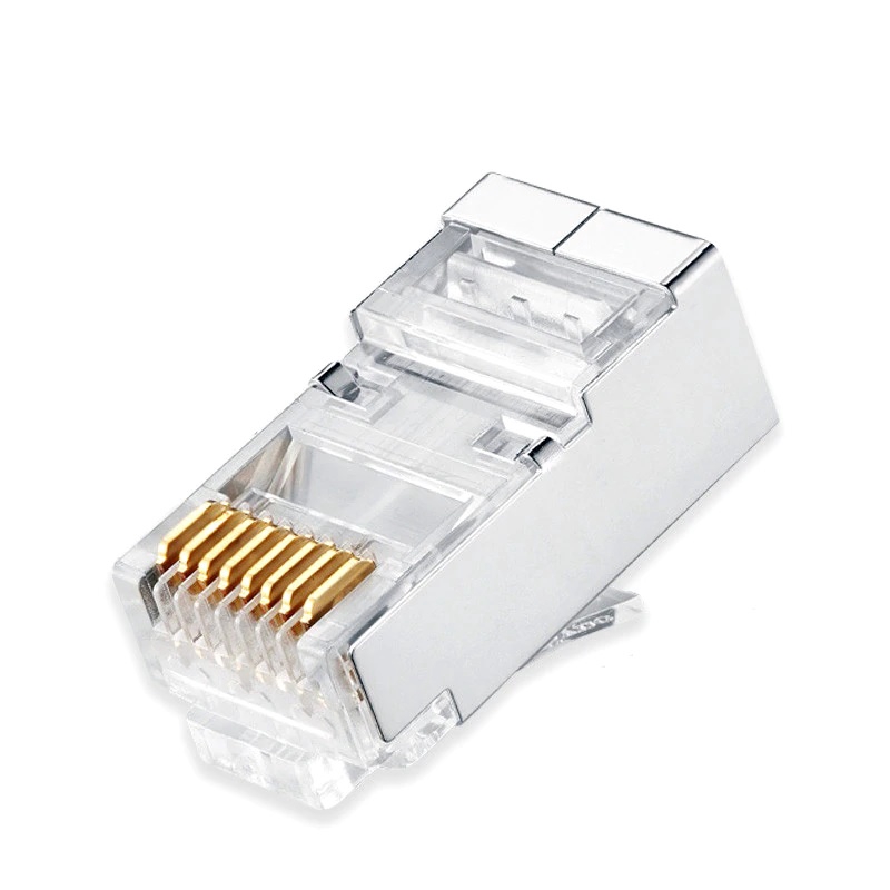 Cat 6 RJ45 Connector STP 8P8C Modular Ethernet Cable Head Plug Gold ...