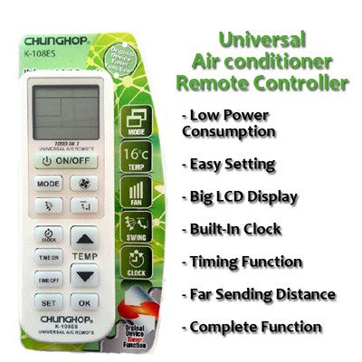 Universal Aircon Remote Controller Chunghop K-108ES for most brands ...
