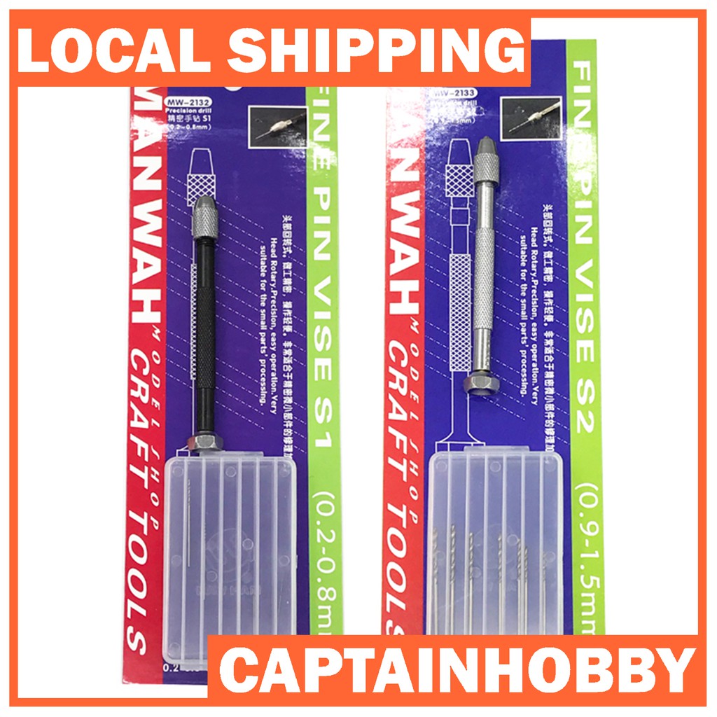 Hobby Fine Pin Vise Hand Drill 0.2mm1.5mm by Manwah for Gunpla Gundam