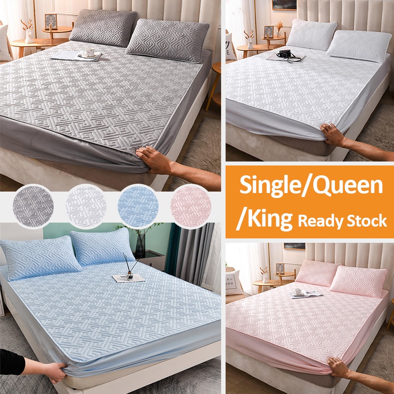 Fitted Mattress Protector Cover Cadar Queen Queen /Single Bed Linings ...