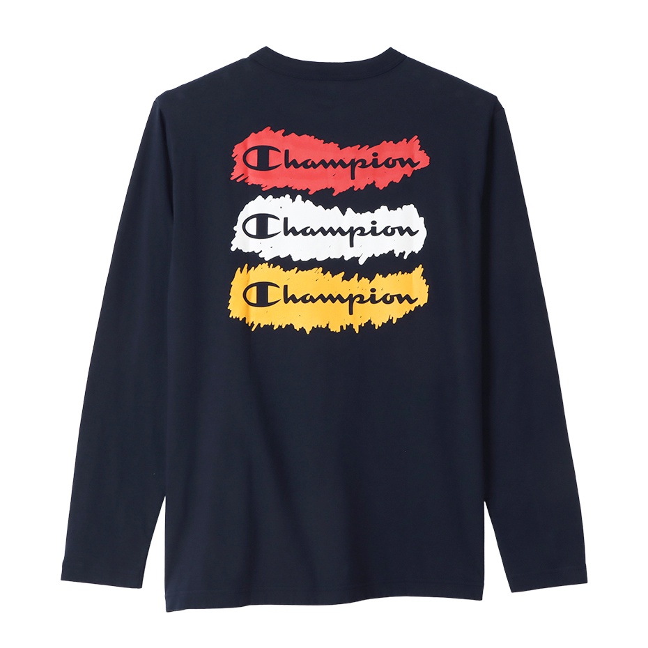 Champion Men s Long Sleeve T Shirt in Navy C3 W407 Shopee Singapore