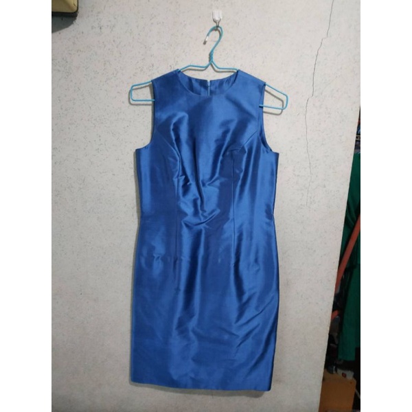 Good Quality Pure Silk Dress With 4 Strands Woven Blue Sleeveless ...