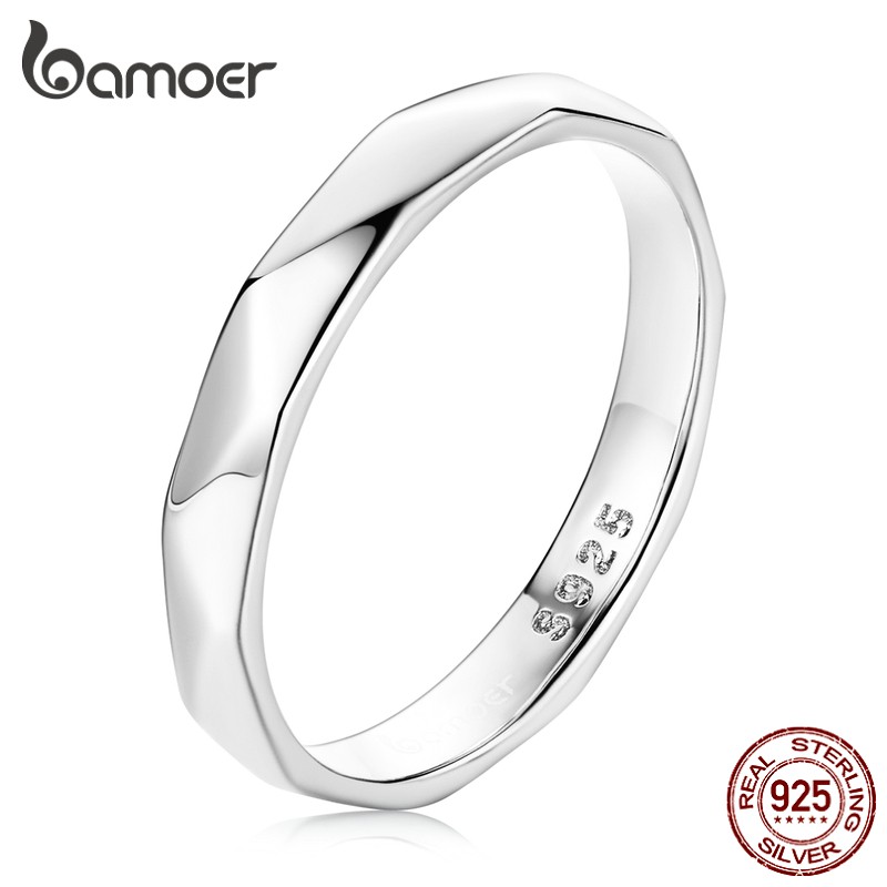 Bamoer 925 silver simple Finger Ring fashion jewellery Gifts For Women BSR219-6
