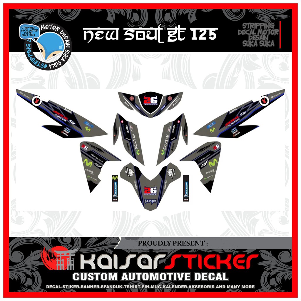 Full Body Motorcycle Decal Stickers Yamaha Soul Gt 125 ABU MATE ...