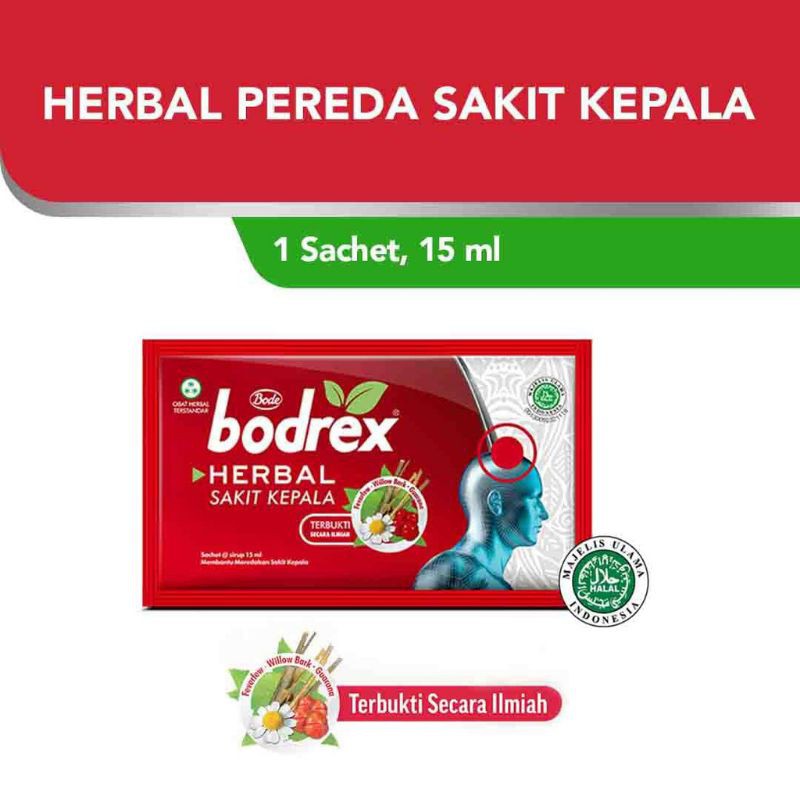 Bodrex Herbal 15ml Syrup Headache (1Box Contents 5 Sacet) Shopee