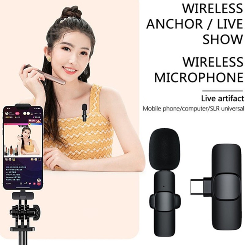 Vlog Professional Lavalier USB Wireless Microphone Remote Low Latency ...
