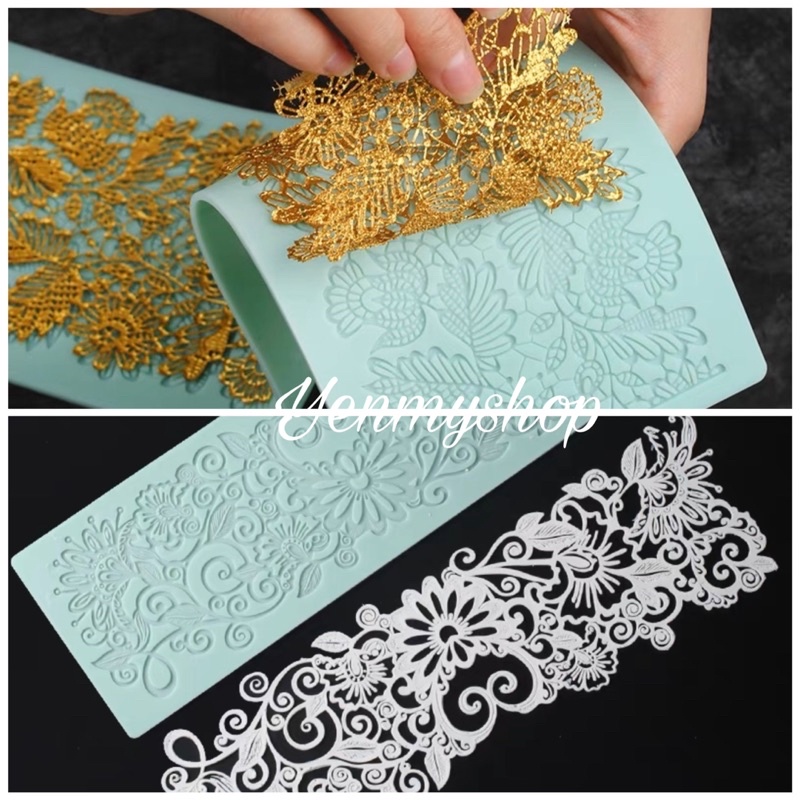 | Silicone Lace Mat | Long Paisley Saree Theme Cake Border Sugar Lace ...