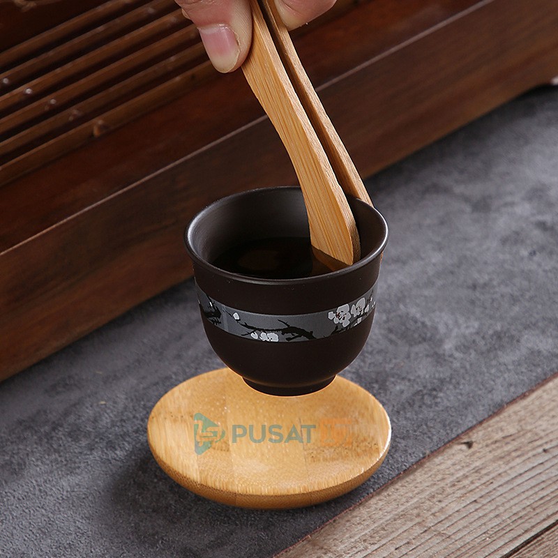 PINSET GELAS BAMBU CHINESE TEA / ALAT CAPITAN GELAS CANGKIR TEH / TATAKAN GELAS BAMBU CHINESE TEA - Gambar 2